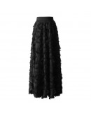 Summer Long Skirt Women Spring Feather Tassel Skirts Female Elegant Runway Skirt Maxi Party Jupe Faldas Largas Mujer