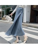 Casual Solid Knitted Midi Long Skirt Women  Fall Winter Elegant High Waist Mid-length Side Slit Tassel Skirts Female Lady