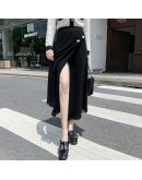 Casual Solid Knitted Midi Long Skirt Women  Fall Winter Elegant High Waist Mid-length Side Slit Tassel Skirts Female Lady