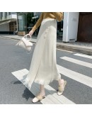 Casual Solid Knitted Midi Long Skirt Women  Fall Winter Elegant High Waist Mid-length Side Slit Tassel Skirts Female Lady