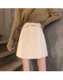 Autumn Winter Woolen Skirts for Women    Irregular Belted Short Mini Skirt Harajuku Khaki Blue Jupe Femme