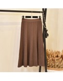  Autumn Winter Long Knit Skirt Women Elastic Waist Midi Twist Skirts Female Thick Warm faldas mujer Clothing