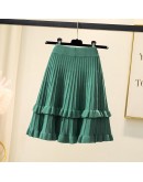 Fall Winter Knitted Skirt for Women Elegant Ruffles Short Mini Skirts Kawaii Faldas Mujer Pleated  Style Jupe