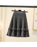 Fall Winter Knitted Skirt for Women Elegant Ruffles Short Mini Skirts Kawaii Faldas Mujer Pleated  Style Jupe