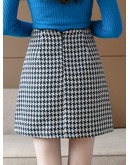 Plaid Woolen Skirt for Women Autumn Winter High Waisted  Style Short Mini Booty Skirts Hip Package Skater Jupe Femme