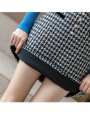 Plaid Woolen Skirt for Women Autumn Winter High Waisted  Style Short Mini Booty Skirts Hip Package Skater Jupe Femme