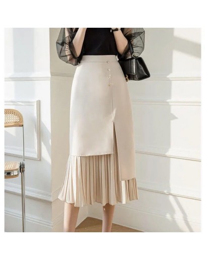  Midi Skirt for Women High Waist Irregular Pleated y2k Skirts Hip Package Office Work Medieval Skirt faldas largas mujer