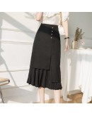  Midi Skirt for Women High Waist Irregular Pleated y2k Skirts Hip Package Office Work Medieval Skirt faldas largas mujer