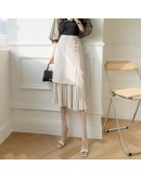  Midi Skirt for Women High Waist Irregular Pleated y2k Skirts Hip Package Office Work Medieval Skirt faldas largas mujer