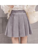   Autumn High Waist Suede Skirt Women  Short Mini Skirts Cute Pink Pleated Saias Vintage Retro Jupe Femme