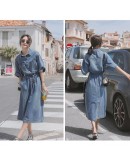 Women's Denim Dress Short Sleeve Single-breasted Irregular Long Jeans Loose Casual Streetwear Dresses Pockets Button Plus size