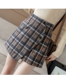 Irregular Plaid Skirt Women Autumn Winter High Waisted Short Mini Skirts with Safe Shorts Female Slim Harajuku Faldas Mujer