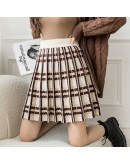 Knitted Cute Plaid Mini Skirt Women Fall Winter  Japanese Student All-match High Waist Short JK Mini Sweater Skirts Female