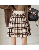 Knitted Cute Plaid Mini Skirt Women Fall Winter  Japanese Student All-match High Waist Short JK Mini Sweater Skirts Female