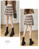 Knitted Cute Plaid Mini Skirt Women Fall Winter  Japanese Student All-match High Waist Short JK Mini Sweater Skirts Female