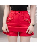  Summer Denim Skirt Shorts Women Streetwear Jeans Women's Denim Shorts High Waist Slim Girls Slit Red Shorts Femme