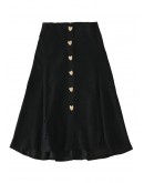  Irregular Long Skirts for Women High Waisted Heart Style Button Midi Skirt A-Line Sweet Red Black Japanese Jupe