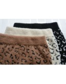 Autumn Winter Leopard Skirt Women Hight Waist  Midi Knitted Skirts Female Warm Skirt Sexy Split Hip Package Faldas Jupe Femme