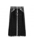 Tie Dye Knitted Midi Long Skirt Women Autumn Winter Vinatge  Elegant Print Straight Side Slit High Waist Skirts Female