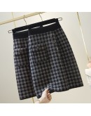 Autumn Winter Thicken Warm Plaid Knitted Skirt Women High Waisted Knee Length Midi Sweater Skirts with Pocket Hip Package Faldas