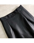  Autumn Winter Faxu Leather Skirt Women Midi Wrap Skirts High Waist Back Split Sheath Pencil Sexy PU Faldas Female