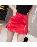  Summer Denim Skirt Shorts Women Streetwear Jeans Women's Denim Shorts High Waist Slim Girls Slit Red Shorts Femme