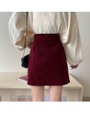  Dark Red Faux Leather Skirt Women Fall Vintage Short Mini Skirts A-Line Streetwear High Waisted Hip Package Sexy Faldas