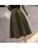  Autumn Winter Long Woolen Skirt Women   Clothing Elegant Big Hem Khaki Midi Skirts Warm Bottom Faldas