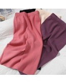 Autumn Winter Long Knitted Skirt for Women  Style Back Slit Straight Wrap Skirts High Waist Midi Sweater Falda Mujer