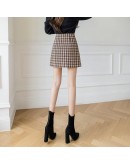 Vintage Plaid Woolen Skirt for Women High Waisted Autumn Winter Short Mini Booty Skirts Harajuku Faldas Mujer Plus Size 2XL