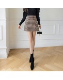 Vintage Plaid Woolen Skirt for Women High Waisted Autumn Winter Short Mini Booty Skirts Harajuku Faldas Mujer Plus Size 2XL