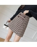 Vintage Plaid Woolen Skirt for Women High Waisted Autumn Winter Short Mini Booty Skirts Harajuku Faldas Mujer Plus Size 2XL