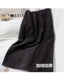 Fall Corduroy Skirt Women's Winter Thick Warm Back Split Straight Midi Skirts Elastic Waist Pink Black Sayas Largas de Mujer