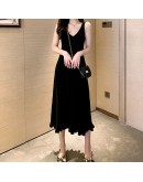  Summer Spagjetti Strap Dress Women Ruffle Long Knitted Dresses  Clothing All Match Sweater Max Vestido De Mujer