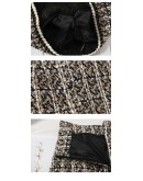 Autumn Winter Tweed Wool Skirt for Women High Waisted Short Mini Plaid Skirts Single Breasted Irregular Booty Jupe Femme