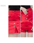  Summer Denim Skirt Shorts Women Streetwear Jeans Women's Denim Shorts High Waist Slim Girls Slit Red Shorts Femme