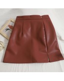 Autumn Winter Irregular Faux PU Leather Skirt Women Skater A-Line Skirt  High Waist Office Wrap Pencil Sexy Mini Skirt