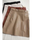 Autumn Winter Irregular Faux PU Leather Skirt Women Skater A-Line Skirt  High Waist Office Wrap Pencil Sexy Mini Skirt