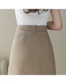 Summer A-line Pleated Skirt Women Black Midi Skirts High Waist Loose Slim Long Skirts   Style Office Work Faldas Mujer