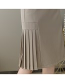 Summer A-line Pleated Skirt Women Black Midi Skirts High Waist Loose Slim Long Skirts   Style Office Work Faldas Mujer