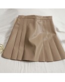 Leather Mini Skirt Women High Waist Short PU Pleated Skirts Female Streetwear Sexy Bodycon Clubwear Party Faldas Mujer