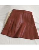 Leather Mini Skirt Women High Waist Short PU Pleated Skirts Female Streetwear Sexy Bodycon Clubwear Party Faldas Mujer