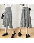 High  Women's Houndstooth Skirt Vintage Fall Winter Irregular Mid Length Skirts Harajuku Faldas Largas Mujer High Waisted