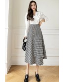 High  Women's Houndstooth Skirt Vintage Fall Winter Irregular Mid Length Skirts Harajuku Faldas Largas Mujer High Waisted