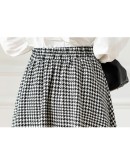 High  Women's Houndstooth Skirt Vintage Fall Winter Irregular Mid Length Skirts Harajuku Faldas Largas Mujer High Waisted