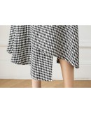 High  Women's Houndstooth Skirt Vintage Fall Winter Irregular Mid Length Skirts Harajuku Faldas Largas Mujer High Waisted