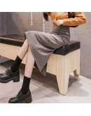 Fall Women Plaid Skirts  Winter Warm Wool High Waist A-line Skirt Checked Office Ladies Long Skirts  Back Split faldas