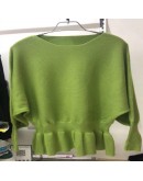 2022 slash neck batwing sleeve knit pullover women  style  loose bottom crop sweater spring autumn jumper