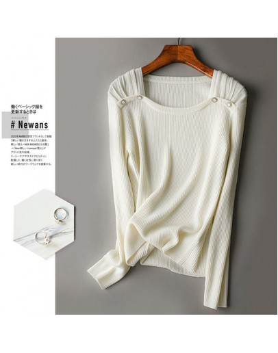  knit shirt for women high  2022 spring autumn long sleeve square collar solid t shirt all-match crop tops