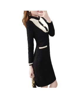 Tweed Dress Women  Spring Vintage Autumn Wool Dresses Female Elegant Small fragrance Woolen Dress Hip Package Vestidos